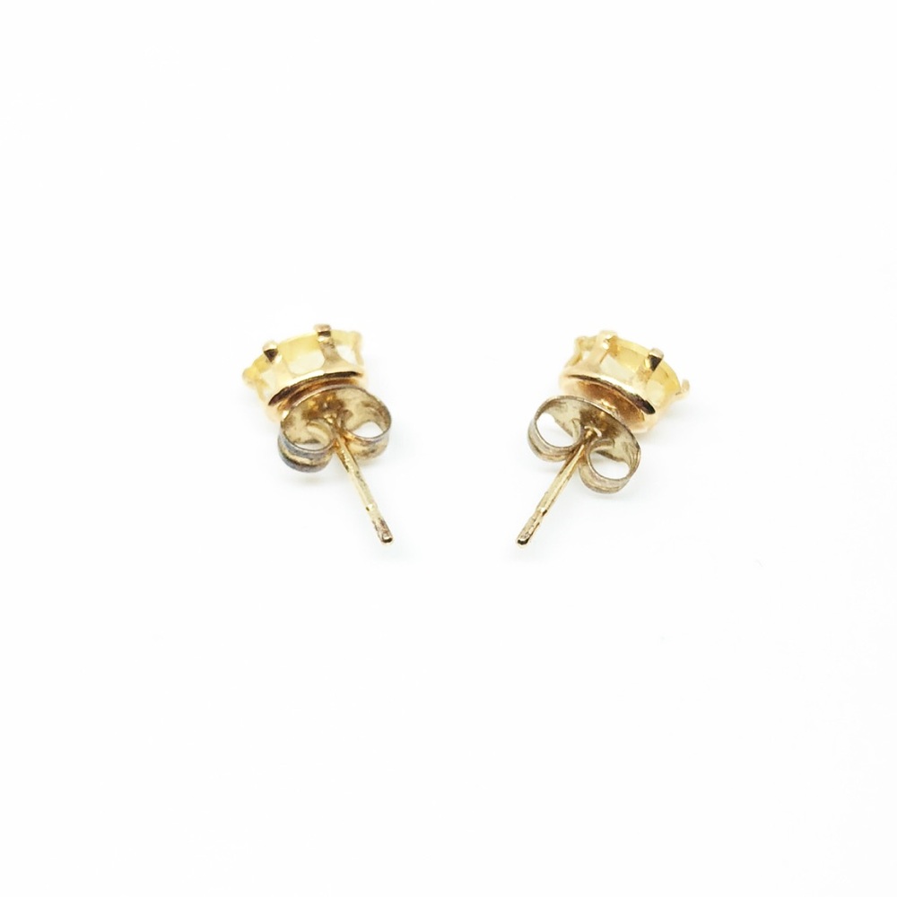 ❌SOLD❌ Citrine Stud Earrings Gold Over Silver - Picture 2 of 3